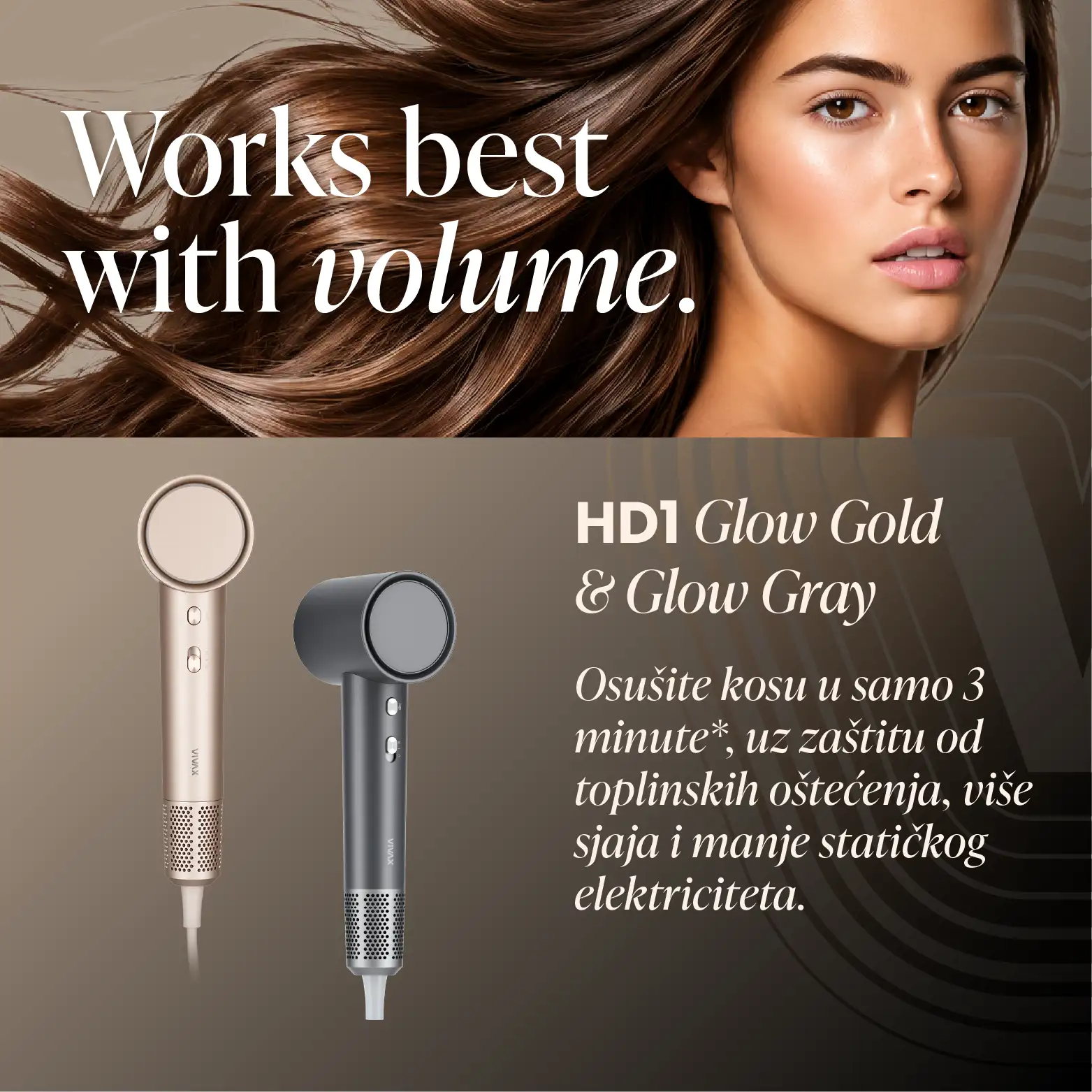 VIVAX HOME sušilo za kosu HD1 Glow Gold - Slika 3