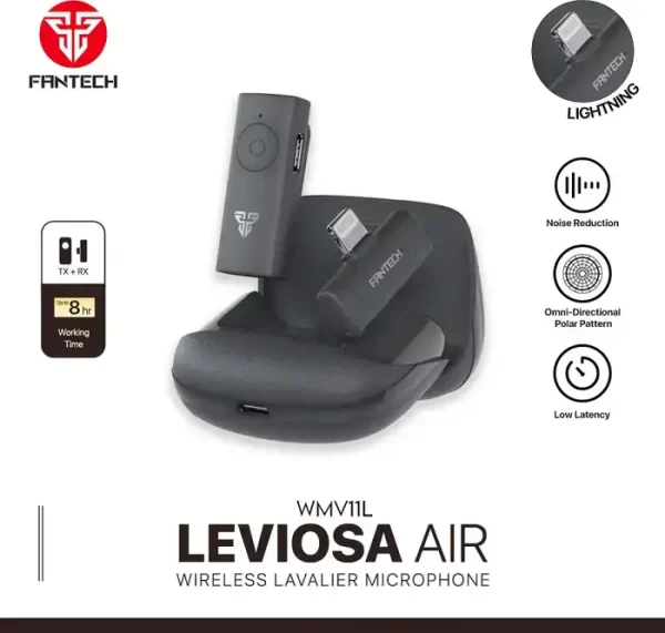 MIKROFON BEŽIČNI LAVALIER FANTECH LEVIOSA AIR WMV11L LIGHTNING CRNI