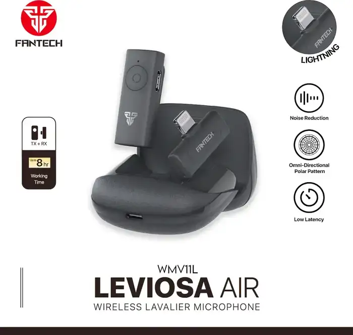 MIKROFON BEŽIČNI LAVALIER FANTECH LEVIOSA AIR WMV11L LIGHTNING CRNI