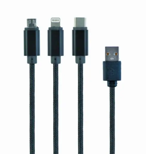 Gembird USB 3-in-1 charging cable, black, 1m