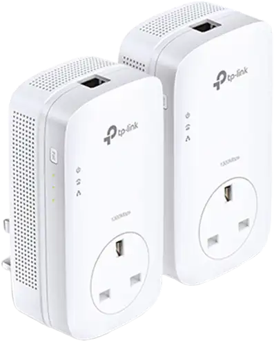 AV1200 Gigabit Passthrough Powerline Starter Kit, 1200Mbps Powerline Datarate, Line-Neutral/Line-Ground 2*2 MIMO,1 Gigabit Ethernet port, HomePlug AV2, Green Powerline, Plug and Play, Twin Pack