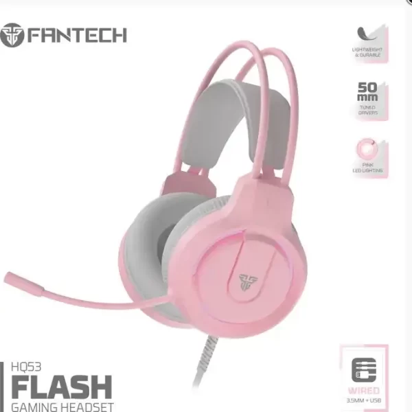 SLUŠALICE ŽIČNE GAMING FANTECH 3.5 mm + MIKROFON FLASH HQ53 ROZA