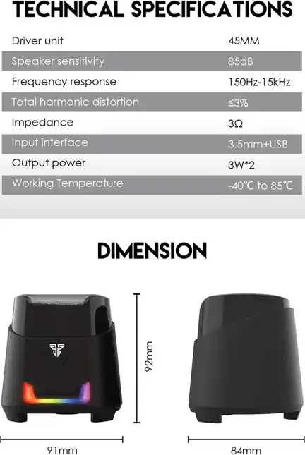 ZVUČNIK GAMING FANTECH 3.5 mm + USB HELLSCREAM GS205 RGB CRNI - Slika 2