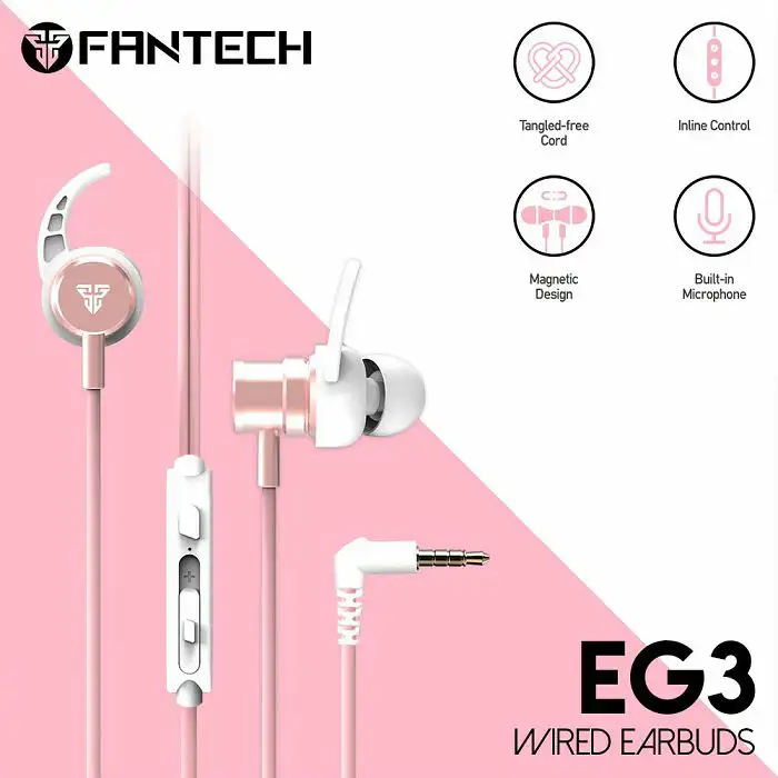 HANDS-FREE SLUŠALICE ŽIČNE GAMING IN-EAR FANTECH 3.5 mm + MIKROFON EG3 ROZA