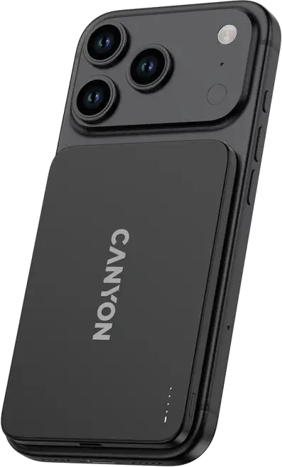 CANYON OnPower 503 Air 3000mAh Ultra-Slim Magnetic Wireless Power Bank, Full Metal Body, 5.8mm Thin Design, USB-C Charging, Dark Grey, CNS-CPB503DG - Slika 2