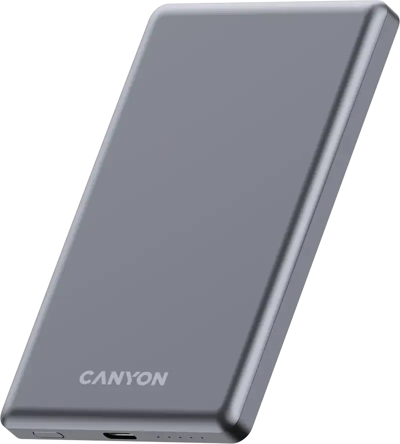 CANYON power bank OnPower 505 slim Magnetic 5000 mAh PD20W Dark Grey, CNS-CPB505DG
