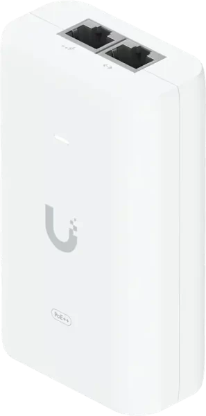 UBIQUITI PoE++ Adapter; Delivers up to 60W of PoE++; Surge, peak pulse, and overcurrent protection; Contains RJ45 data input, AC cable with earth ground, U-POE-PLUS_PLUS-EU
