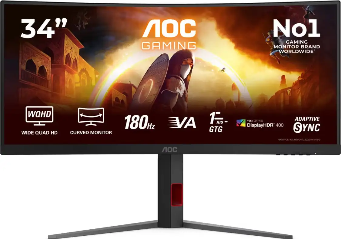 AOC CU34G4CA 34",2xHDMI, DP, 180Hz, HAS, USB-C 90W, CU34G4CA