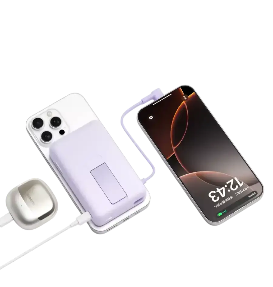 Prijenosna baterija sa staklom Xiaomi Magnetic Power Bank 10000 mAh with Built-in Stand, ljubičasta - Slika 2
