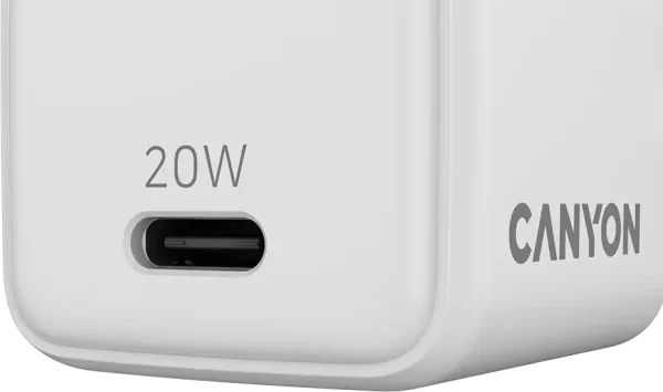 CANYON charger CU20C GaN 20W 1xPD EU White, CNS-CUW20C
