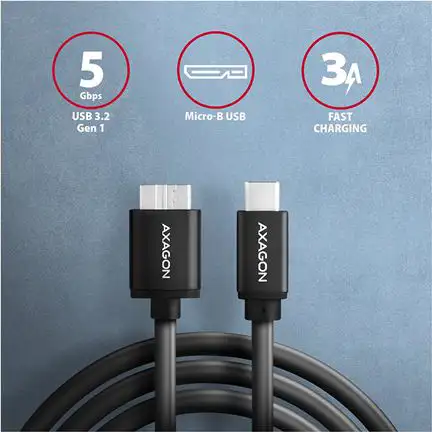 CC USB CM 3.2Gen1 -> USB MicroBM Superspeed, 1m, AXA, BUMM3-CM10AB - Slika 2